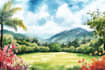 draw a watercolor landscape illustration