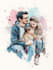 draw an watercolor family portrait