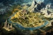 make hand drawn map illustration of cities, fantasy,