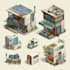 create a modern isometric objects and environment art