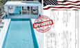 design a modern luxury swimming pool with 3d rendering