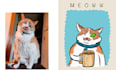 draw your cat portrait drinking coffee