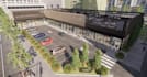 visualize3d grocery store exterior,layout plan,parking lot design,landscape,vray