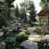 design landscape, terrace, backyard, pool, and patio