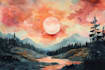 draw a watercolor landscape illustration