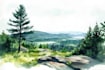create landscape art, nature illustration ,ink drawing