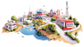 draw vector map design map illustration city map isometric map event map