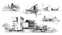 create architectural hand drawn sketches in ink
