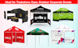 design custom branded 10x10, 10x15, and 10x20 canopy tent graphics