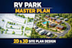 design professional rv park layout, campground master plan, and 2d 3d site plan