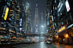 make a awesome cyberpunk sci fi futuristic city