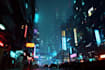 design cyberpunk sci fi futuristic city no ai use