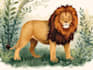 draw animals lion and concept art with forest