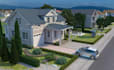 develop 3d rendering from 2d site plan, community housing render, suburban plan