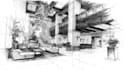 create a high quality architectural hand drawn sketch