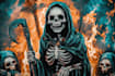 design custom halloween skeleton grim reaper logo