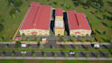 design industrial warehouse, factory and 3d rendering