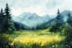 illustrate a watercolor landscape illustration