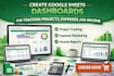 create google sheets dashboards for tracking projects, expenses, and income