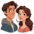 draw romantic cute couple portrait