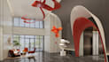 revitalize3d lobby interior,commercial space render,waiting lounge layout design