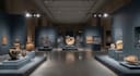 design 3d art gallery interior, 3d museum exhibition render, metaverse and nft