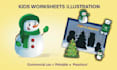 draw cute children illustrations for educational worksheets and learning