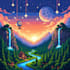 design awesome background and landscape pixel art nft
