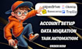 do data migration on pipedrive clickup basecamp trello with ai agent
