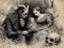 create creepy horror vintage character illustration