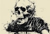 draw awesome skull or skeleton illustration for you