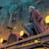 illustrate comic scene with dialogue layout