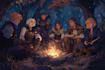 draw dnd group party illustration