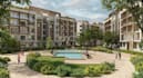 visualize 3d residential complex, apartment exterior render, playground compound