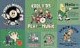 create bold retro character illustration for clothing brand