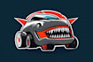 design remote controlled lawnmower sharks head logo