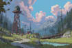 illustrate environments landscapes board game concept