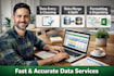 clean, format, merge, split , data entry and pdf to excel