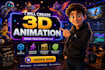 create 3d animation video, 3d character, pixar style 3d animation, 3d explainer