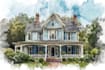 make watercolor house portrait