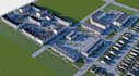 render 3d mixed use development,estate housing masterplan, cgi city parks design
