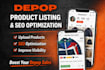 do depop listing optimization and product upload