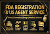 do fda registration, act as US agent and