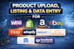 do product listing, product upload, data entry for shopify, woocommerce, amazon