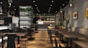 3d indoor grocery store, counter butcher shop design, hangout space,mall render