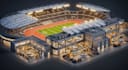 design 3d sport facility stadium gaming arenas architecture 3d rendering fields