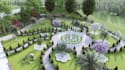 visualize propose landscape design, site layout 3d renders, garden terrain model