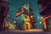 make a stylized environment illustration background art