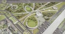 retrofit aerial architectural masterplan rendering, urban development, city map