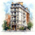 draw free hand architectural building exterior